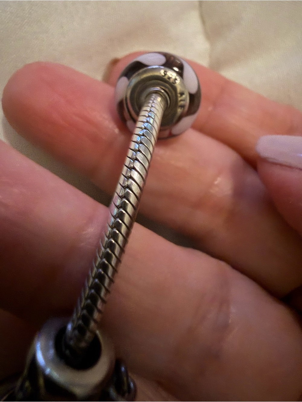 Pandora Sterling Silver Bracelet with Pink and Mauve Murano Glass and Charms - Picture 11 of 11
